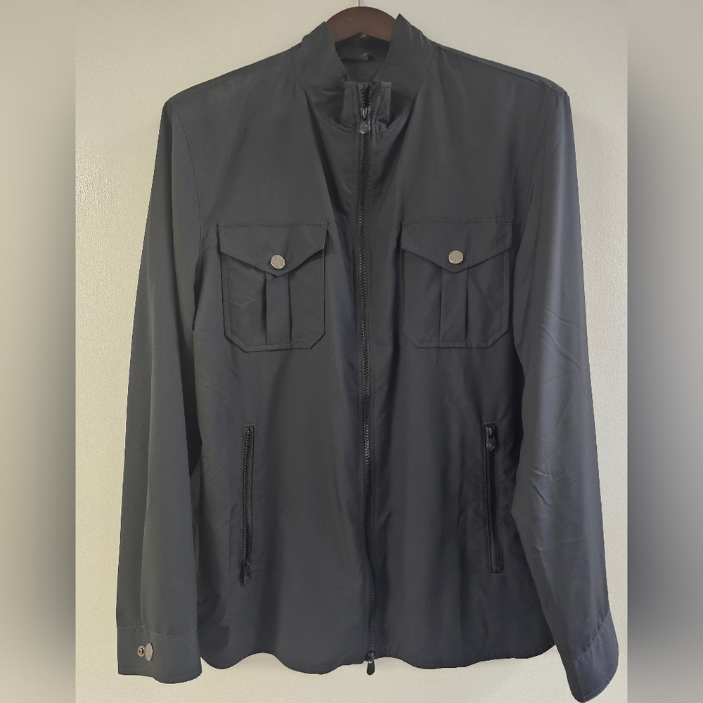 Armani Collezioni Mens Black Full Zip Windbreaker Jacket Size 40
